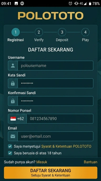 Tampilan halaman daftar polototo